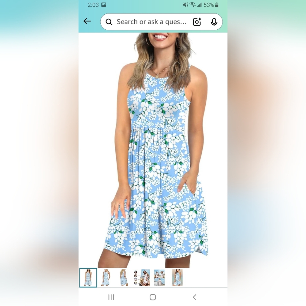Blue Floral Sleeveless Dress
